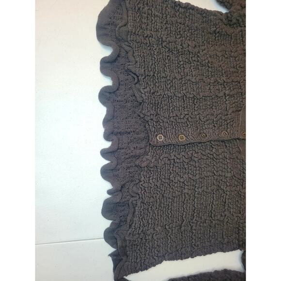 Free People Rosehip Cardi in Raven Feather Sz L Cropped Textured Knit Boho Chic - Picture 4 of 11